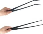Aquarium Tweezers Extra Long 15 inches Feed Tong Clamps - FEITA Straight and Curved Stainless Steel 38cm Tweezers Set for Fish Tank Plants Aquascape Tools & Reptile Feeding Tongs - Black 2Pcs - Image 2