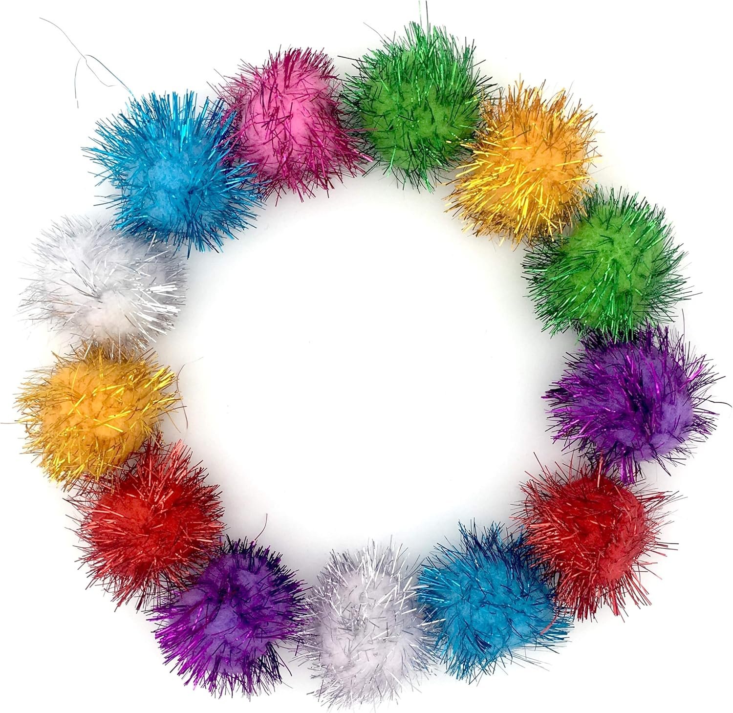 Assorted Color Sparkle Balls for Cats,My Cat's All Time Favorite Toy,1.5 Inches Large Pom Pom Cat Toy,20 Pack - Image 2