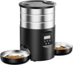 Automatic Cat Feeder 2 Cats: Stainless Steel Cat Food Dispenser with Double Bowls for Dry Food - 5L Timed Pet Feeder - Indoor Small Dog Food Dispenser with Dual Power and Button Control - Image 2