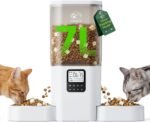 Automatic Cat Feeder 2 Cats with Slow Feed: 7L Dual Automatic Dog Feeder with Information Visualization Interface, Timed Double Auto Cat Food Dispenser for Pets, Detachable for Easy Cleaning - Image 2