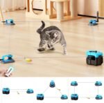 Automatic Cat Toy with 3 Anchors - Interactive Shape-Chasing Game for Indoor Cats, Mimics Real Mouse Sounds, 3 Speed Levels for Exercise & Boredom Relief, Durable Chew-Proof Design (Blue) - Image 2