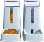 Automatic Pet Feeder Small&Medium Pets Automatic Food Feeder and Waterer Set 3.8L, Travel Supply Feeder and Water Dispenser for Dogs Cats Pets (Light Gray) - Image 2