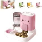 Automatic Pet Feeder for Dogs & Cats, 2-in-1 Auto Pet Feeder with Water Dispenser - Cute Detachable Food & Water Station for Puppy, Cat Feeding Bowl for Small Animals (Pink) - Image 2