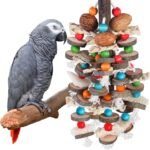 BBjinronjy Large Parrot Toys Bird Chewing Toys-Natural Nuts Corn Loofah Wooden Bird Cage Toy for African Grey,Macaws,Conure,Cokatoos,Cockatiel,Amazon Parrots and Other Large Medium Birds - Image 2
