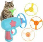 BESPORTBLE Interactive Cat Toy Disc Launcher - Fetch and Chase Exercise Game with 5 Propeller Discs (1 Glow in The Dark) - Flying Saucer Toy for Cats and Small Dogs - Fun Pet Gift for Indoor Play - Image 2