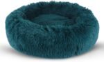 BVAGSS Small Dog Bed Cat Bed Calming Plush Pet Bed Soft Washable Anti Anxiety Round Donut Cuddler Fluffy Puppy Bed for Puppy & Kitten JA037 (24 inch, Cyan) - Image 2