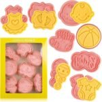 Baby Shower Cookie Cutters Set, 8 Pcs Cookie Cutter with Plunger Stamps, Cute Cookie Cutters for Baby Shower Biscuit Cheese Baking - Image 2