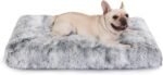Bedfolks Waterproof Dog Crate Bed,Plush Dog Crate Pad with Removable Cover,Faux Fur Dog Bed for Large Dogs,Fluffy Washable Dog Kennel Bed 35"x23",Dark Grey - Image 2