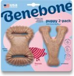 Benebone Puppy 2-Pack Dental Chew/Wishbone Dog Chew Toys, Made in USA, Real Bacon Flavor - Image 2