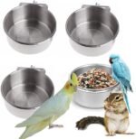 Bird Bowl Parrot Feeder,4 Pcs Stainless Steel Feeding Dish Cups,Detachable Stainless Steel Bird Food Bowls,for Chinchilla,Conure Budgies Parakeet,Small Animal - Image 2