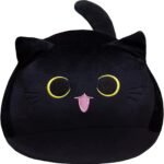 Black Cat Plush Cute Pillow Toy Soft Stuffed Animal Toys 3D Black Cat Plushies Pillow Gift for Boys Girls Plush Doll for Home Room Office Decoration (Cute Cat) - Image 2