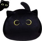 Black Cat Plush Pillow Soft Plushies Toy Cute Cat Stuffed Animal Toys 3D Cat Plushies Pillow for Home Decoration Cats Plush Doll Gift for Boys Girls - Image 2