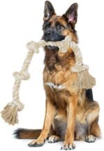 Bmag Dog Rope Toys for Aggressive Chewers, Interactive Heavy Duty Dog Toys for Medium Large Dogs, Tough Twisted Rope Toy with 5 Knots(Beige) - Image 2