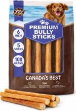 Bully Sticks for Dogs/Chien – 6 Inches, 5 Sticks, 100g – Natural Beef Pizzle Dog Treats for Small to Medium Dogs – Long Lasting, Odor-Free, No Artificial Flavors – Ideal for Dental Health & Chewing - Image 2
