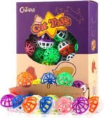 CHIWAVA 45PCS 1.6'' Cat Toy Ball with Bell Plastic Lattice Jingle Balls Kitten Chase Pounce Rattle Toy Assorted Color - Image 2