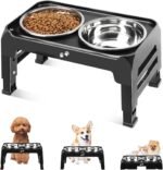 COMESOON Elevated Dog Bowls for Small Medium Dogs 3 Height Adjustable Raised Dog Bowl Stand with 2 Thick 6" Stainless Steel Dog Food Bowls Non-Slip Dog Feeder Adjusts to 2.75", 6", 7.5", Black - Image 2