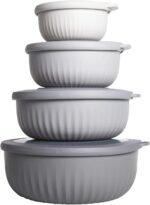 COOK WITH COLOR Prep Bowls - 8 Piece Nesting Plastic Meal Prep Bowl Set with Lids - Small Bowls Food Containers in Multiple Sizes (Grey Ombre) - Image 2