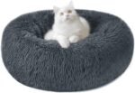 Calming Dog and Cat Bed Donut - 19.7'' Dog Bed Small, Fluffy Cat Anti Anxiety Beds for Indoor Cats, Washable Pet Bed with Non-Skid Bottom for Dogs and Cats, Dark Grey M(19.7in/50cm) - Image 2