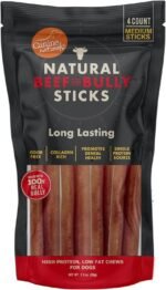 Canine Naturals | Natural Beef & Bully Sticks | Long-Lasting, Odor Free, High Protein Chews Made with 100% Real Bully | 4 Count Medium Sticks - Image 2