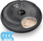 Casfuy Automatic Cat Feeder Cordless - Automatic Cat Food Dispenser with Stainless Steel Tray for Wet Food Rechargeable Auto Feeder for Cats Small Dogs with Programmable Timer Low Battery Indicator - Image 2