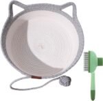 Cat Bed Handwoven Rope Cotton Basket for Cats Breathable Cat Pad Beds Round Indoor Pet Bed with Comb Toy Tail Washable for Small and Large Cats & Dogs Puppy Kitten (L) - Image 2