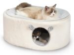 Cat Bed for Indoor Cats, Fluffy Large Enclosed Cat House Cave Pet Bed Hammock with Removable Washable Cover for Sleeping Cats, Kittens, Small Dog, Oval Hideaway - Image 2