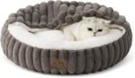 Cat Bed with Hooded Blanket, Round Fluffy Anti-Anxiety Pet Bed for Cats/Toy Breed Dogs, Cozy Donut Cuddler with Machine Washable Faux Fur & Anti-Slip Bottom(20"×20"×6",Grey) - Image 2
