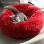 Cat Beds for Indoor Cats -Fluffy Plush Cat Bed Washable, Anti Anxiety Dog Beds for Small Dogs, Round Faux Fur Pet Bed(Wine, Medium 50×50cm) - Image 2
