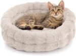 Cat Beds for Indoor Cats, Washable Round Beds for Small Dog and Cats, Soft Plush Faux Fur Removable Pet Bed for Puppy and Kitten, 20"x20"x6" - Image 2