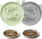 Cat Bowl Slow Feeder, 2 PCS Silicone Cat Bowl, Slow Feeder Ideal for Dry and Wet Food, Easy to Clean, Interactive Puzzle Toy for Pets Food Training, Keeps Cats Busy,17cm W*1.65cm H - Image 2