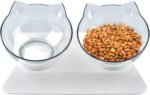 Cat Bowl with Raised Stand, 15° Tilted Detachable Double Pet Food Water Bowls, Transparent Cat & Small Dog Pet Feeder Food Bowl - Image 2