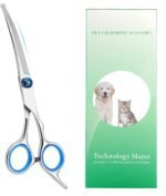 Cat Dog Grooming Scissors, Pet Grooming Scissor with Safety Round Tip, Stainless Steel Dog Cat Grooming Shears (Down Curved Scissors) - Image 2