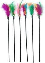 Cat Feather Toys, Interactive Cat Wand Toys Cat Teaser with Bell - 18'' Long Feather Wand for Cat and Kitten (6 Pcs) - Image 2