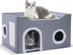 Cat House for Indoor Cats – Foldable Cat Cave & Covered Cat Bed, Cozy Hideaway for Small Pets and Large Cats (23.6"x16"x12.8"),Grey - Image 2