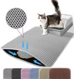 Cat Litter Mat, 60x45cm Large Honeycomb Double Layer Cat Litter Mat Trapper, Non Slip Waterproof Urine Proof Cat Litter Box Mat for Floor, Cat Supplies and Essentials, Grey - Image 2
