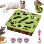 Cat Nail File Enrichment Box, Interactive Cat Toy Puzzle Toys for Indoor Cats, Cat Scratch Puzzle Enrichment Box (Green) - Image 2