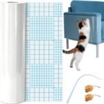 Cat Scratch Protector Set, 15.7" x 196.9" Self-Adhesive Cat Couch Scratch Protector. Mice Tail Cat Wand, 2 Mouse Toy with 20 Twist Pins, Cats Gift Transparent DIY Cutting Anti Scratch Furniture - Image 2