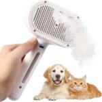 Cat Steam Brush, 3 In 1 Cat Brush for Shedding with Release Button, Pet Grooming Brush for Long-haired and Short-haired Pets Removing Loose Hair, White - Image 2