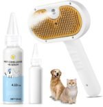 Cat Steam Brush for Dogs & Cats – 3-in-1 Pet Deshedding Tool for Long & Short Haired Pets, Grooming Shedding Brush-Contains shampoo - Image 2