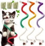 Cat Toys for Indoor Cats, Kitten Toys for Indoor Kittens, Catnip Rope Chew Toys for Teeth Cleaning, Interactive Cat String Toy, Kitty Kicker Toy, 3 Pack (Plus 3 Pouches of Catnip) - Image 2