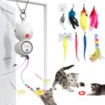 Cat Toys for Indoor Cats with LED Lights,Electric Interactive Cat Toys Set 9pcs,Hands-Free, FEELNEEDY USB Rechargeable Exerciser Playing Toy,Hanging Automatic Cat Toy,Upper and Lower Retractable - Image 2