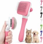 Cat grooming brush, Cat fur brush, Pet hair brush, Dog grooming brush, Dog slicker brushes for grooming, Tool Gently Removes Loose Undercoat, Brush for Pet Massage (Black) (Pink) - Image 2