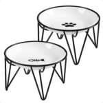 Ceramic Elevated Cat Bowls - Raised Cat Food Bowls Whisker Friendly, Anti-Vomiting Cat Food Plate, Elevated Cat Dish for Indoor Cats - Stylish, Safe and Hygienic Cat Food Bowl Set（2 Pack） - Image 2