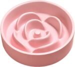 Ceramic Slow Feeder Bowl, Rose Shaped Puzzle Food Bowl for Small Dogs and Cats, Slows Down Eating, 15.5cm/6.1in (Pink) - Image 2