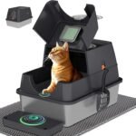 Citylife Stainless Steel Litter Box with Lid Flip-Top Removable High Enclosed Cat Litter Box with Litter Mat Step&Litter Scoop Metal Litter Pan Easy Cleaning Odor-Resistant Large Space for Cats Black - Image 2