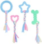 Cobee Puppy Toys for Teething, 4 Pcs Puppy Chew Toys with Interactive Cotton Ropes for Small Dogs Rubber Cute Small Breed Toys for Dogs Oral Teeth Soothe Itching - Image 2