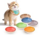Colorful Ceramic Cat Bowls Set - Wide and Shallow Dishes for Food and Water - 6-Pack Cat Feeding Bowl Whisker-Friendly - Microwave and Dishwasher Safe - 5.7" x 1.3" - 5 oz - Image 2