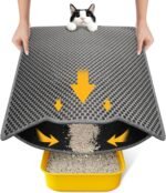 Conlun Cat Litter Mat Trapper, 58x42cm Honeycomb Double Layer Tapis Litiere Chat, Urine & Waterproof Litter Box Mat, Easy to Clean Non-Slip Kitty Matt for Floor, Grey - Image 2