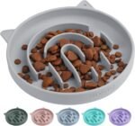 Coomazy Silicone Slow Feeder Cat Bowl, Slow Down Pet Eating Speed for Prevent Choking Promote Digestion (Grey) - Image 2