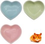 DACUAN 3 Pcs Hamster Ceramic Food Bowl, Turning Food Water Dish for Hamster Gerbil Hedgehog Rat Rodent, (Green and Pink+Blue) - Image 2